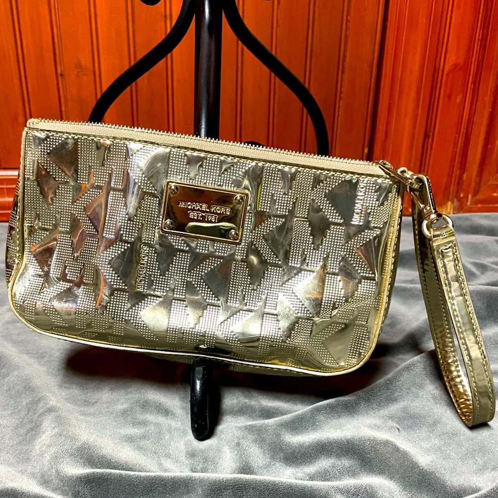 MK gold wristlet purse